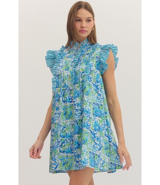 Debbie Blue Botanical Dress