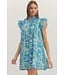 Debbie Blue Botanical Dress
