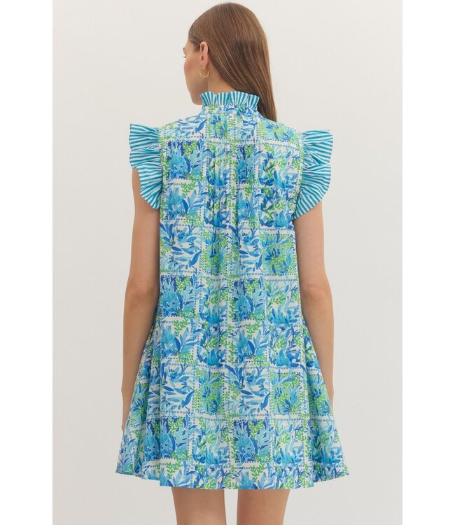 Debbie Blue Botanical Dress
