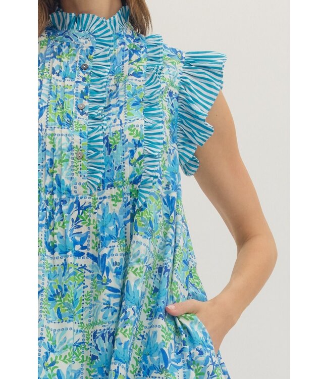 Debbie Blue Botanical Dress