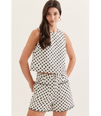 Entro Sherry White Polka Dot Cropped Top
