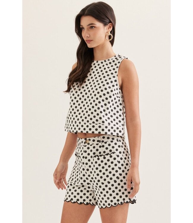 Sherry White Polka Dot Cropped Top