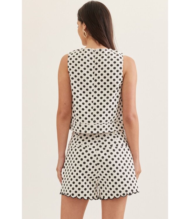 Sherry White Polka Dot Cropped Top