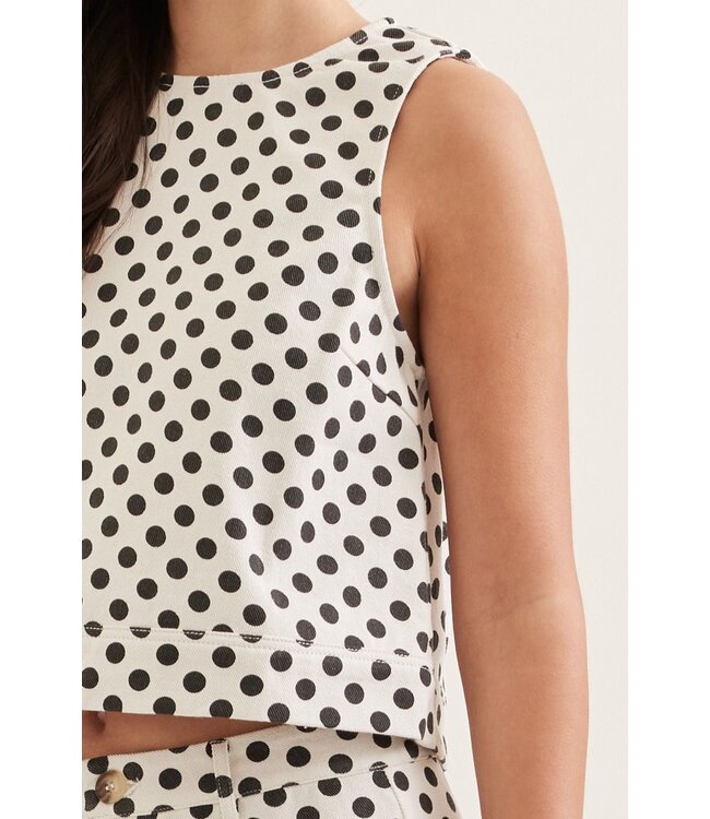 Sherry White Polka Dot Cropped Top