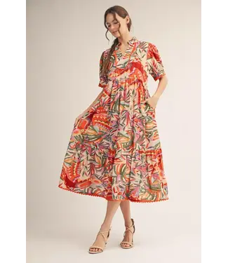 Jodifl Amanda Blush Tropical Midi Dress
