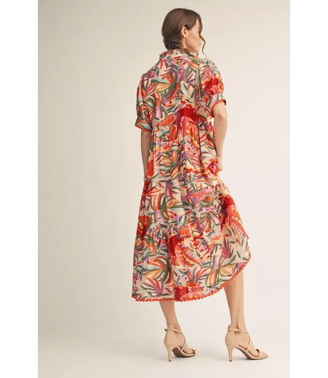 Amanda Blush Tropical Midi Dress
