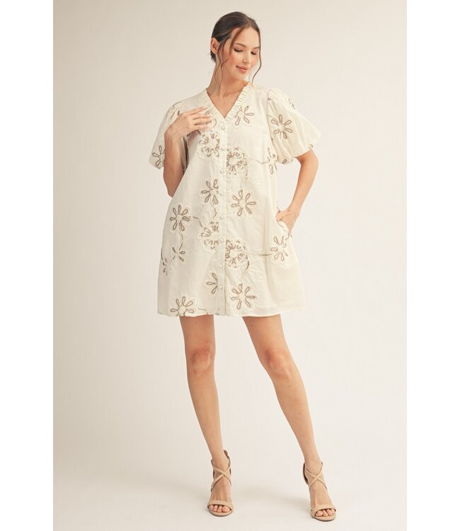 Shelly Off White Floral Dress