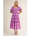 Jana Purple Tiered Floral Midi Dress