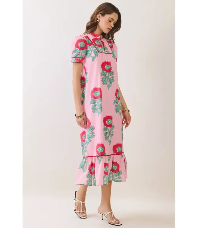 Lilly Pink Floral Midi Dress