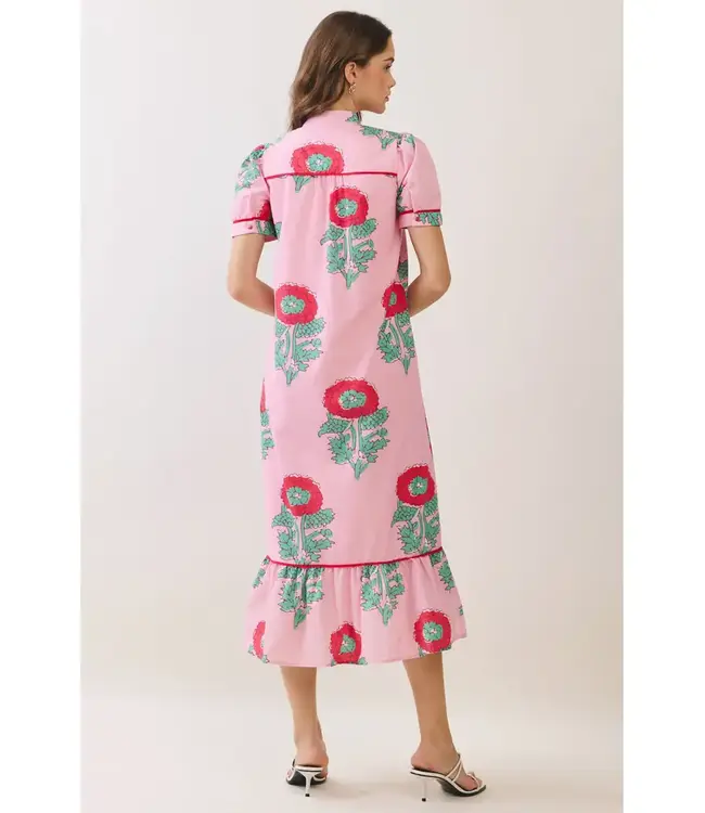 Lilly Pink Floral Midi Dress