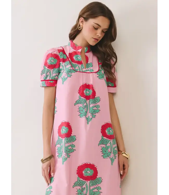 Lilly Pink Floral Midi Dress