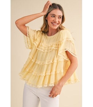 Merci Georgia Butter Yellow Lace Top