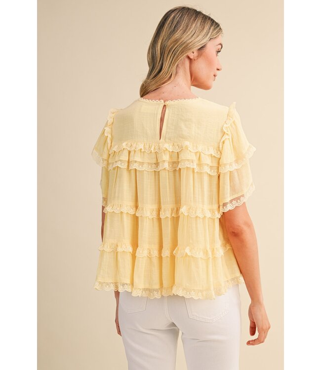Georgia Butter Yellow Lace Top