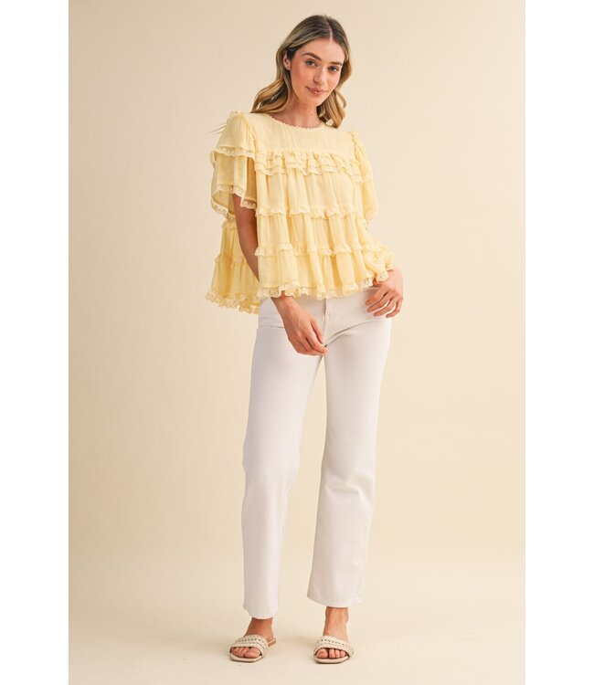 Georgia Butter Yellow Lace Top