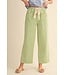 Carmine Sage Striped Wide Leg Drawstring Pants