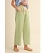 Carmine Sage Striped Wide Leg Drawstring Pants