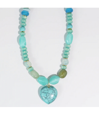 Treasure Jewels Mint Gem Heart Necklace