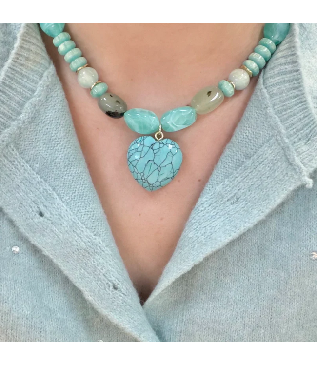 Mint Gem Heart Necklace