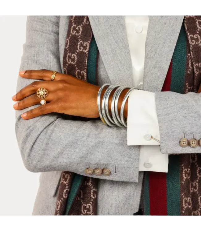 BuDhaGirl Silver All Weather Bangles Serenity Prayer