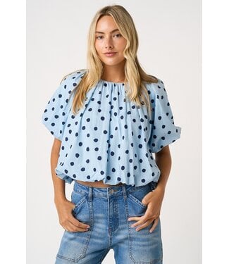 Mittoshop Evalynn Blue Polka Dot Bubble Top