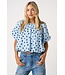 Evalynn Blue Polka Dot Bubble Top