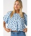 Evalynn Blue Polka Dot Bubble Top