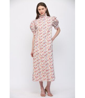 Fate Jane Cream Floral Midi Dress