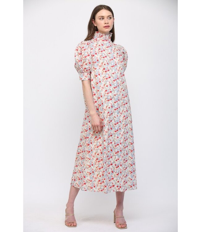 Jane Cream Floral Midi Dress