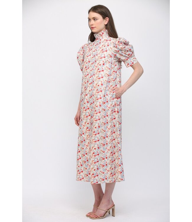 Jane Cream Floral Midi Dress
