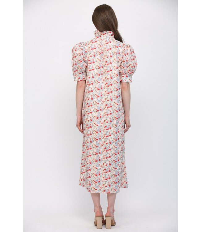 Jane Cream Floral Midi Dress