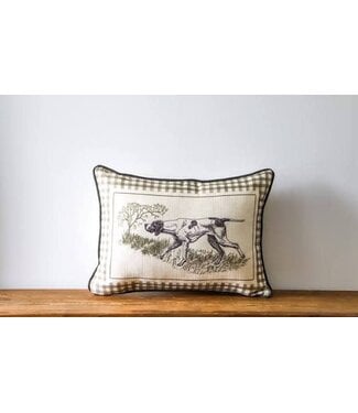 Gingham Hunting Dog Pillow