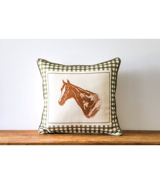 Gingham Horse Profile Pillow