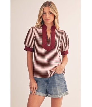 Jodifl Parker Burgundy Striped Top