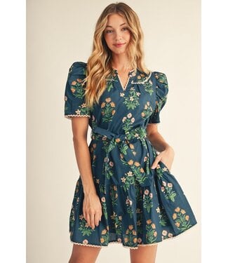 Jodifl Laura Teal Floral Dress