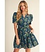 Laura Teal Floral Dress