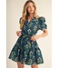Laura Teal Floral Dress