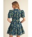 Laura Teal Floral Dress