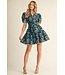Laura Teal Floral Dress
