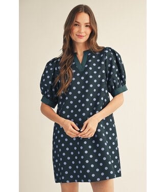 Jodifl Carson Hunter Green Polka Dot Dress