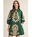 Carol Hunter Green Baroque Floral Applique Shift Dress