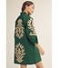 Carol Hunter Green Baroque Floral Applique Shift Dress