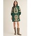 Carol Hunter Green Baroque Floral Applique Shift Dress