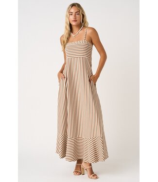 Mittoshop Astir Mocha Striped Maxi Dress