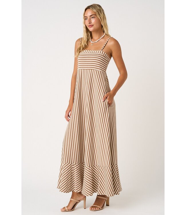 Astir Mocha Striped Maxi Dress
