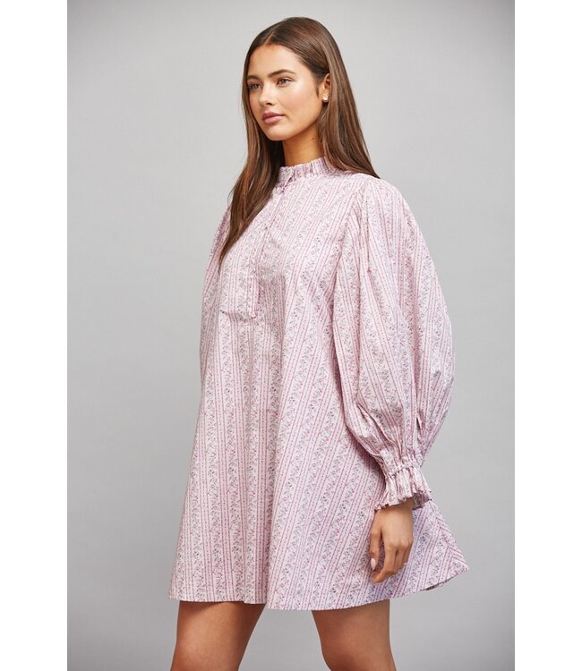 Poppy Dusty Lilac Striped Floral Dress