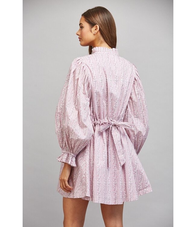 Poppy Dusty Lilac Striped Floral Dress