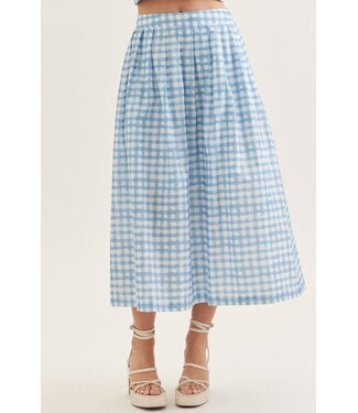 Entro Kim Blue Gingham Midi Skirt