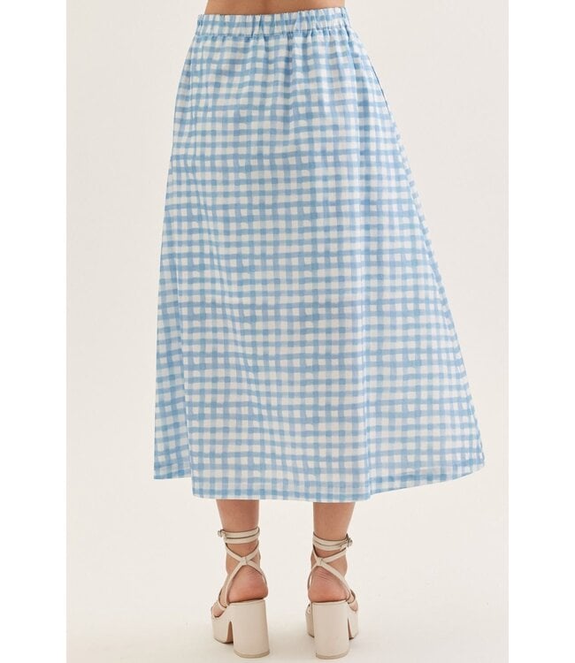 Kim Blue Gingham Midi Skirt