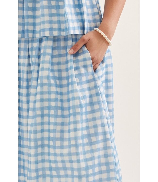 Kim Blue Gingham Midi Skirt