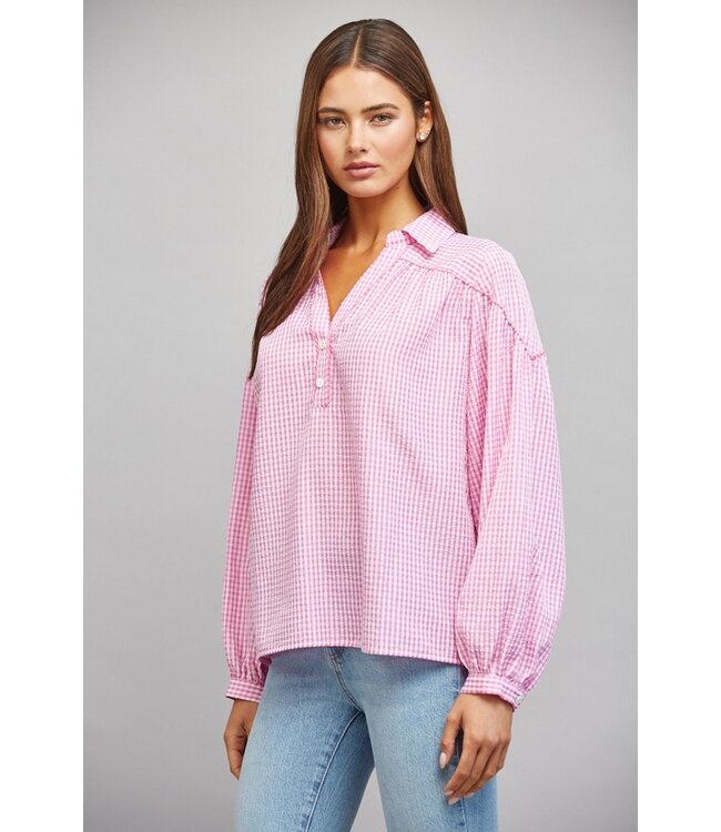 Grace Pink Gingham Blouse